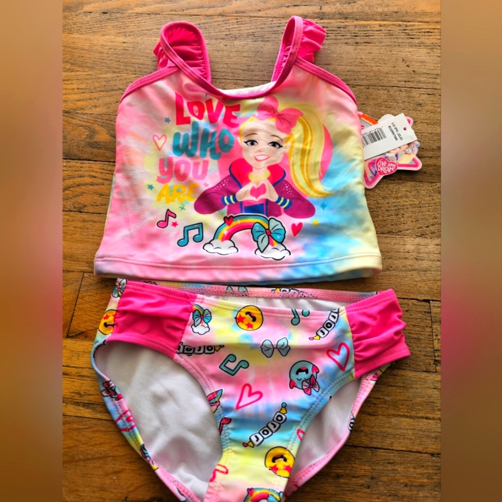 JoJo Siwa Girls Tankini Top and Bikini Bottom Swim Set Toddler Sz 4